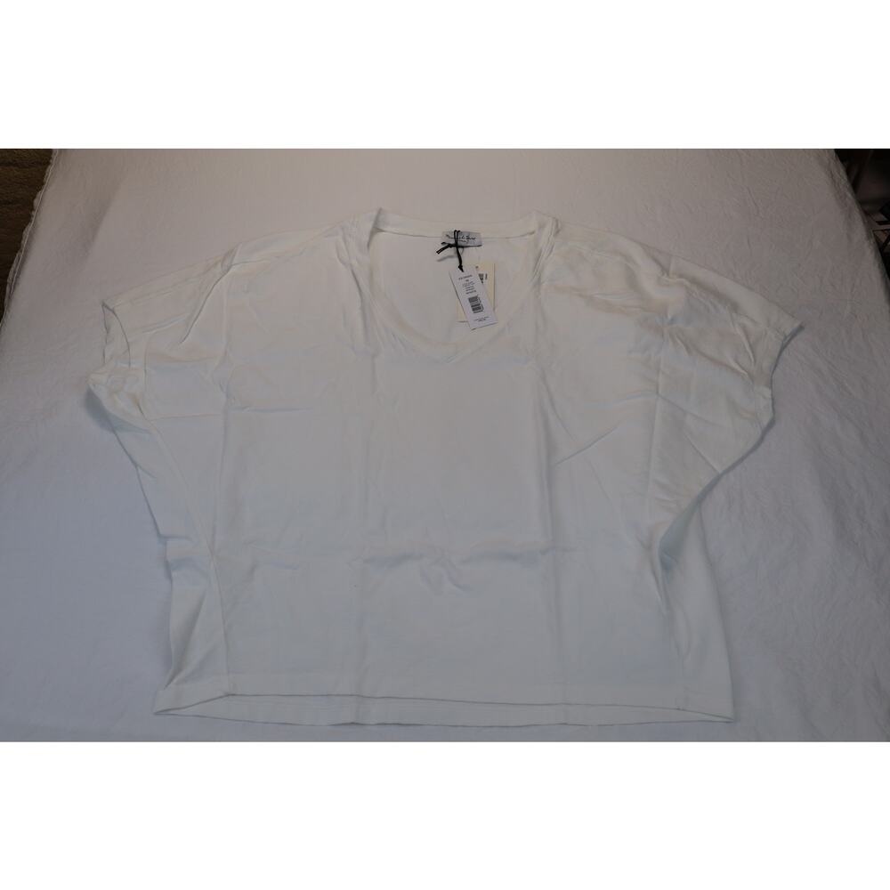 NEW Evereve Livia Easy V Neck T Shirt Top Women White Tee Relaxed Size M - Picture 4 of 5